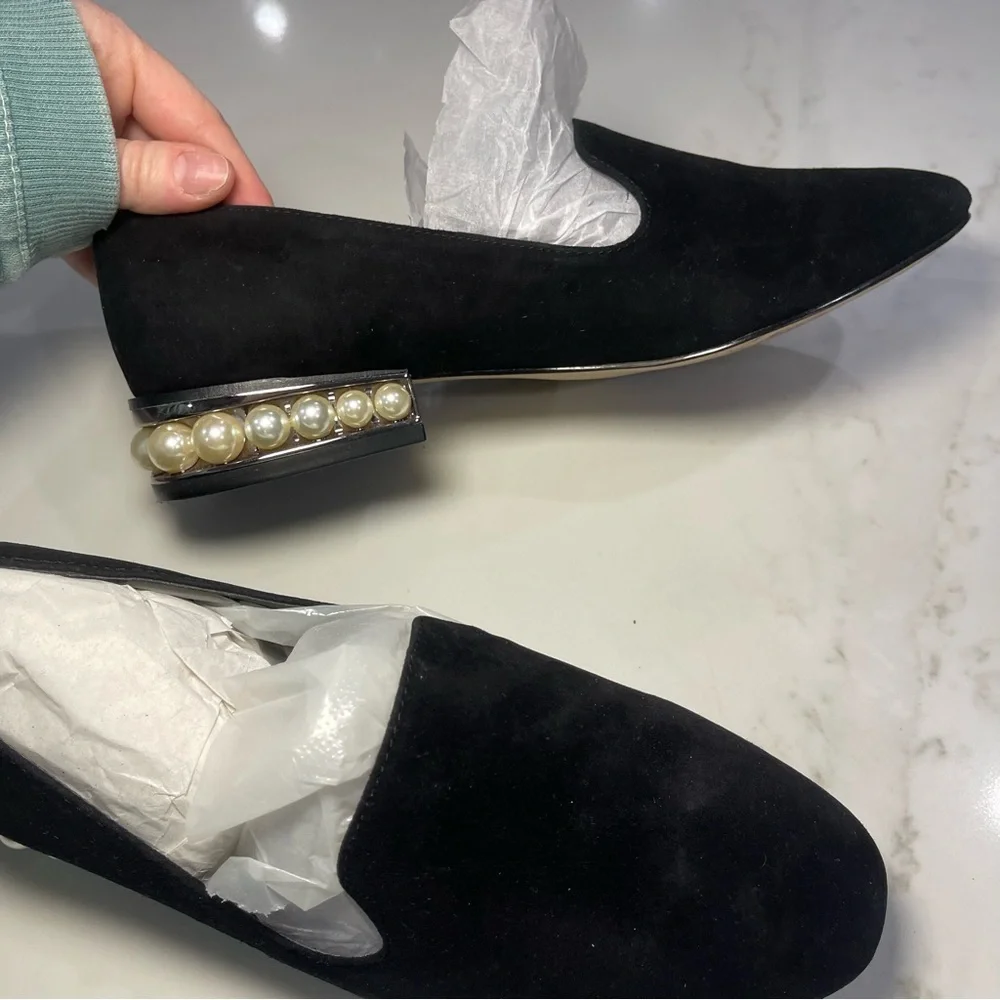 Nine West Black Loafers with Pearl Accent - Picture 7 of 15